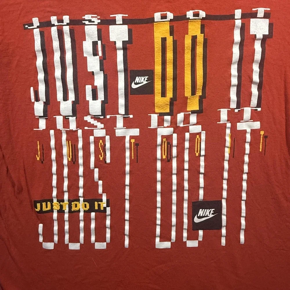 Vintage Nike Shirt Mens XL Orange Just Do It Stacked Graphic Made USA‎ 90s